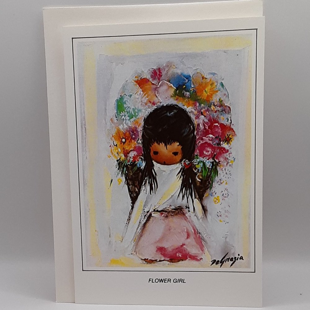DeGrazia Flower Girl Vintage Blank Card Collectible Frameable Southwestern Art